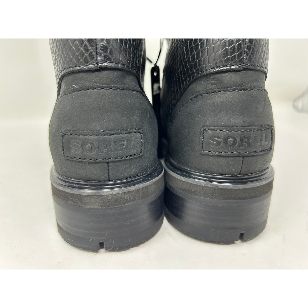 Sorel Lennox Hiker Boots Womens Black Waterproof Leather Snake Embossed Lace 7.5 - Picture 9 of 11